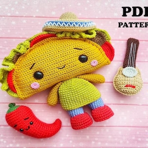 Chitarra Taco e Peperone SCHEMA ALL'UNCINETTO (Amigurumi, Uncinetto, Tutorial fotografico in formato PDF)