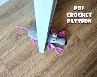 Crochet Rat Door stopper Pattern (DoorStopper Amigurumi, Crochet, Photo tutorial PDF file)