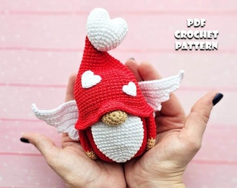 Gnomo cuore, Gnomo all'uncinetto, Gnomo amigurumi, Gnomo all'uncinetto.