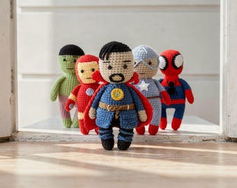 CROCHET PATTERN Set of 5 Superheroes  (Amigurumi, Crochet, Photo tutorial PDF file)