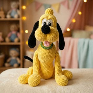 かぎ針編みの犬の編みぐるみパターン、冥王星にインスパイアされたデザイン（PDFパターン）