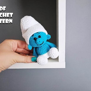 SCHEMA ALL'UNCINETTO Gnomo blu Amigurumi (Elfo blu Amigurumi, Uncinetto, Tutorial fotografico in formato PDF)