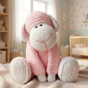 かぎ針編みパターン 子羊のおもちゃ / 編みぐるみチュートリアル PDF ファイル