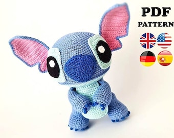 HAAKPATROON Blauw Alien Monster (Amigurumi, Haken, Fototutorial PDF-bestand)