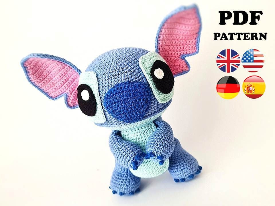 Crochet Plush Stitch toy pattern, amigurumi blue alien - DailyDoll Shop