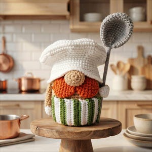 Patrón Amigurumi Gnomo Chef de Ganchillo (PDF)