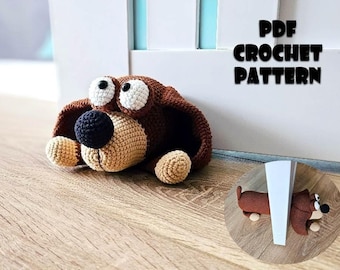 Crochet Dog Door stopper Pattern (DoorStopper Amigurumi, Crochet, Photo tutorial PDF file)