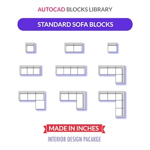 Autocad 2D Blocks | Standard Sofa Blocks | Plan View