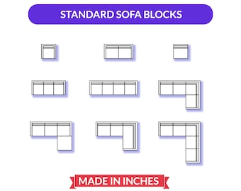 Autocad 2D Blocks | Standard Sofa Blocks | Plan View