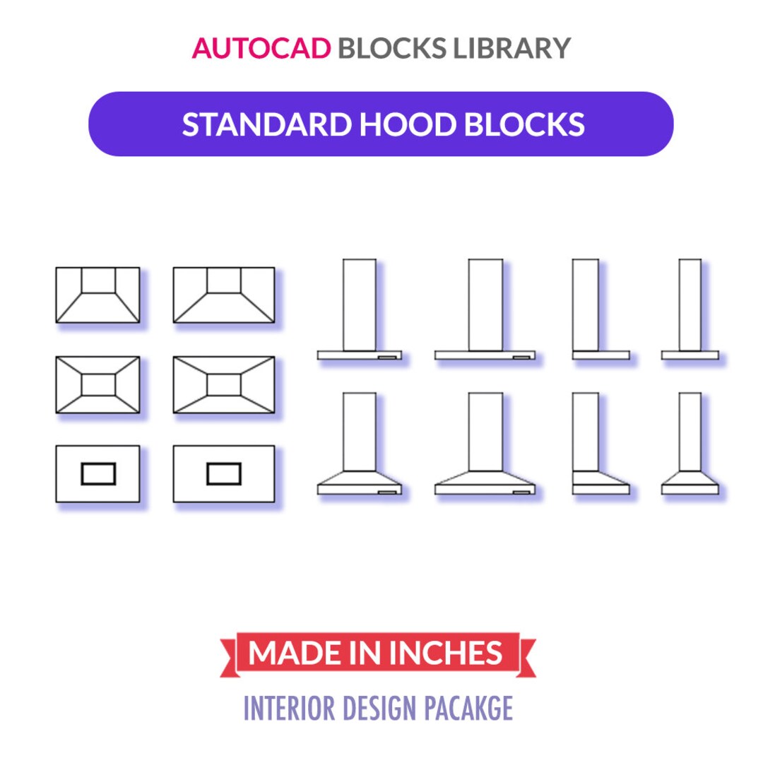Autocad 2D Blocks Collection Standard Hood Blocks Interior Design