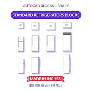 Autocad 2D Blocks Collection | Standard Refrigerator Blocks