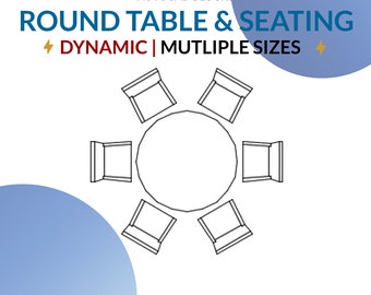 Autocad Dynamic Block | Round Tables with Seating Options | For Interior Designers