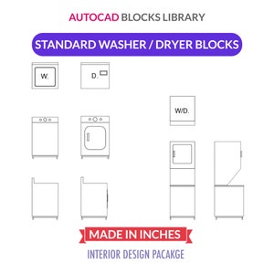 Autocad 2D Blocks | Standard Washer Dryer Blocks
