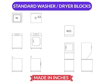 Autocad 2D Blocks | Standard Washer Dryer Blocks