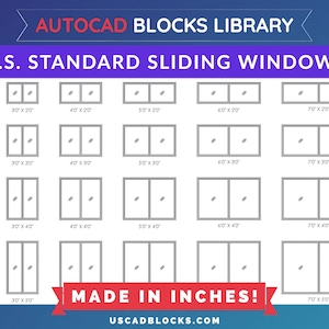 Autocad 2D Blocks | Standard Sliding Windows | Elevations