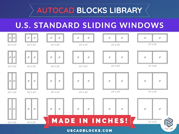 Autocad 2D Blocks | Standard Sliding Windows | Elevations - Etsy