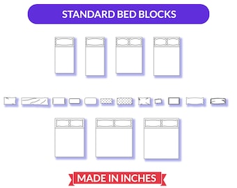 Autocad 2D Blocks | Standard US Beds | Plan View