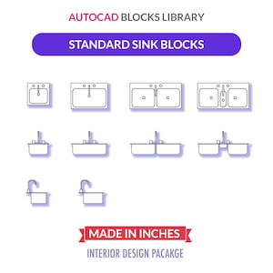 Autocad 2D Blocks Collection | Autocad Standard Sinks Blocks