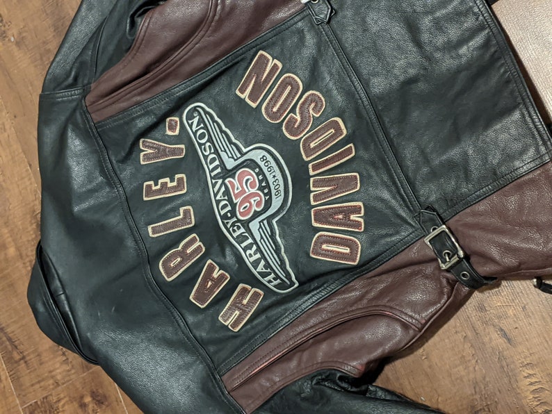 Harley Davidson Anniversary Jacket 95th Rare Leather Biker | Etsy