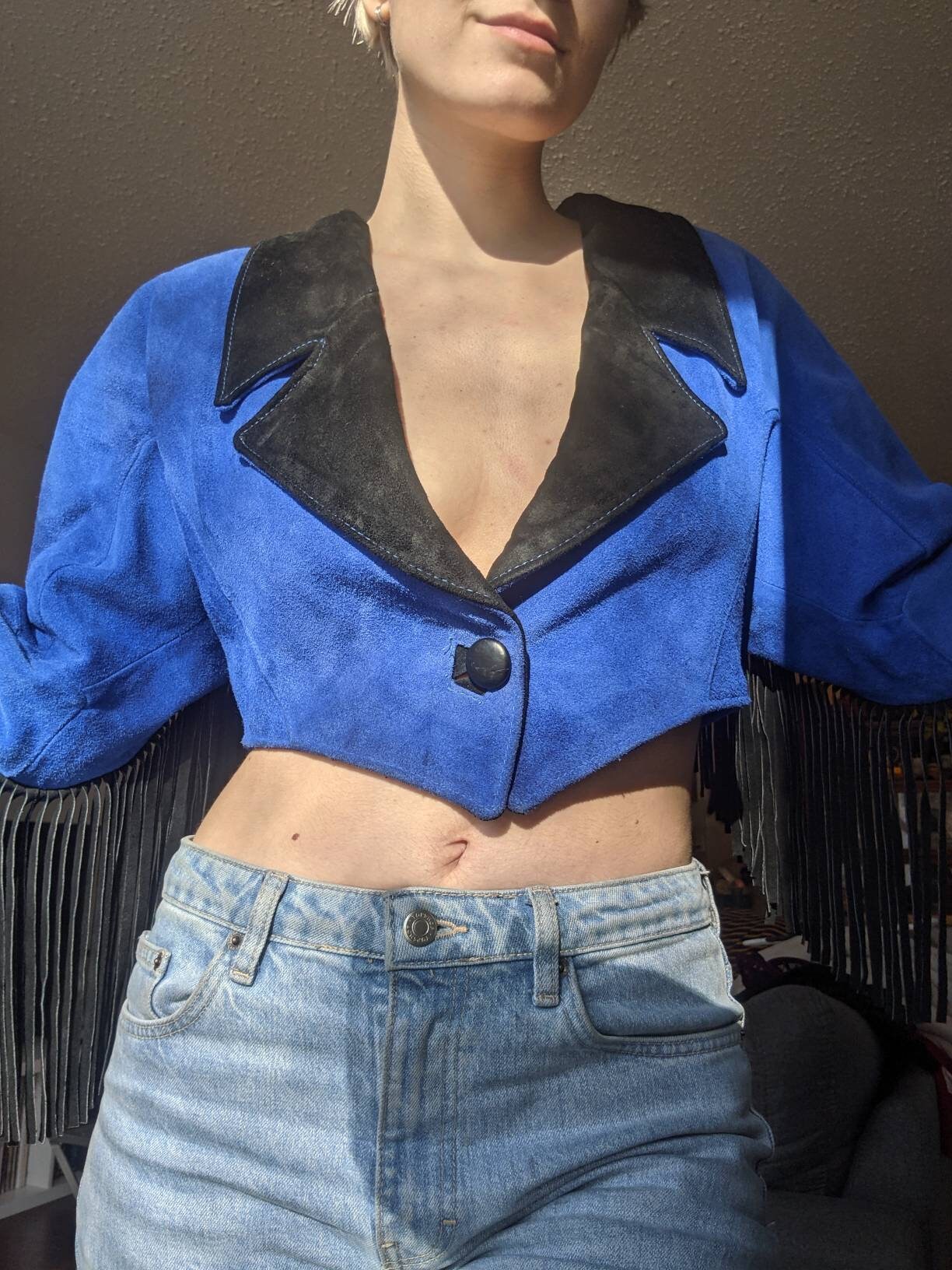 cobalt blue cropped jacket