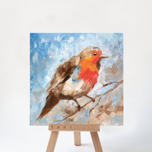 Original Bird Oil Painting: Small Animal Art (6x6 inches)