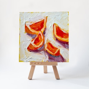Original Oil Painting: Rustic Orange Still Life - 6x6&quot; Kitchen Art