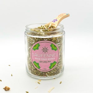 Rock Your World 4 oz. Glass Jar Fennel Seed Snack Mix Sweet Rock Candy Saunf Mukhwas Natural Digestive Gut Health Halal Diary-Free