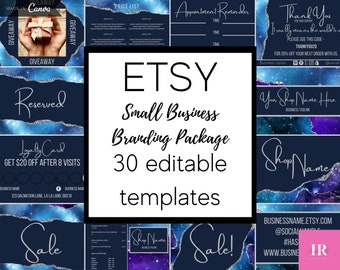 Small business branding kit, Facebook cover, Etsy business branding bundle, Instagram highlight covers, social media marketing templates