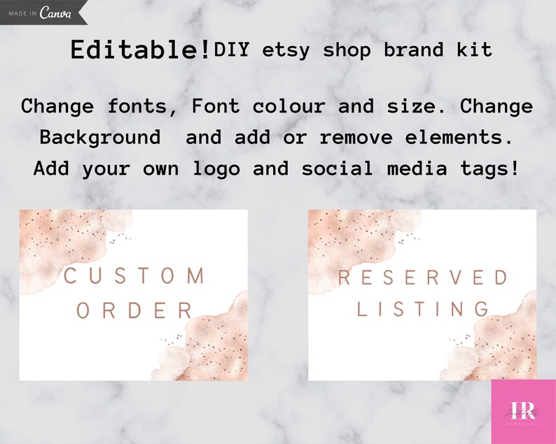 Etsy shop banner template, Editable Etsy banner, Small business branding package, Branding and logo, Etsy branding package, Diy shop design image 7