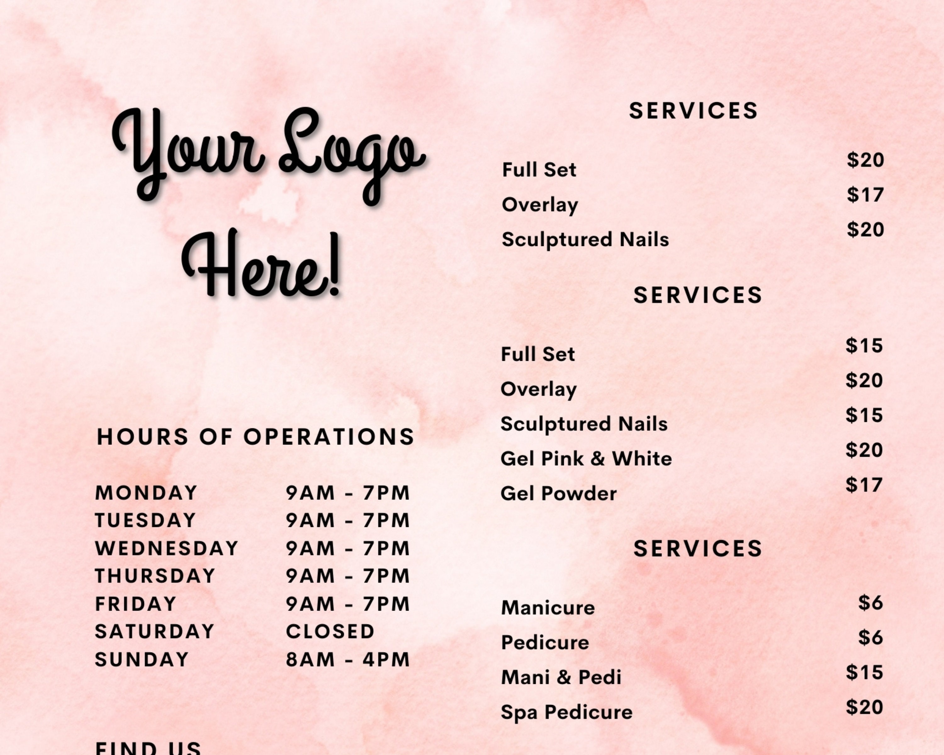 Custom Price List Template Custom Price List Template