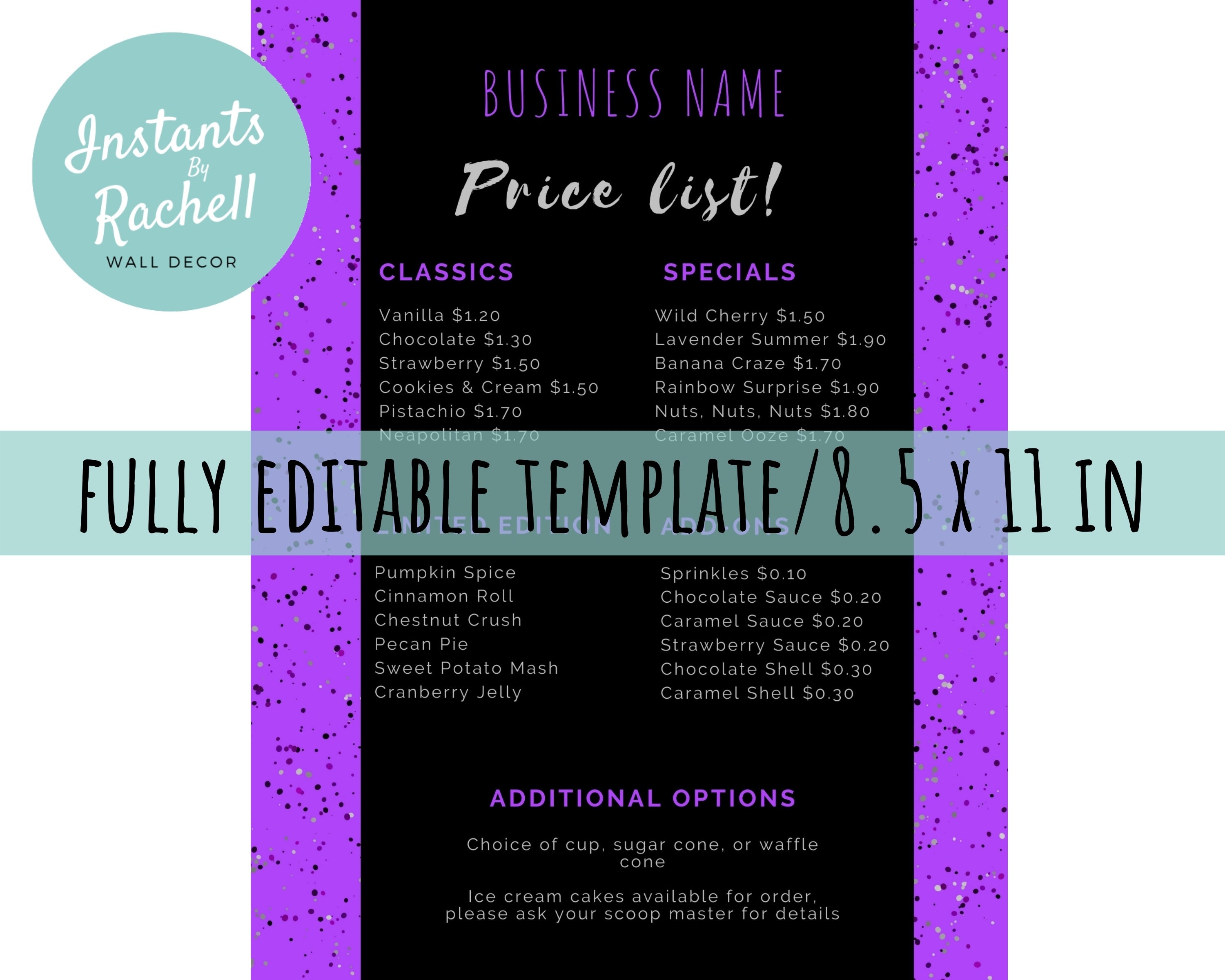Price List Editable Template Hair Price List Template Salon - Etsy