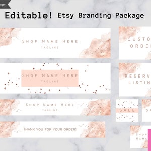 Etsy shop banner template, Editable Etsy banner, Small business branding package, Branding and logo, Etsy branding package, Diy shop design image 1