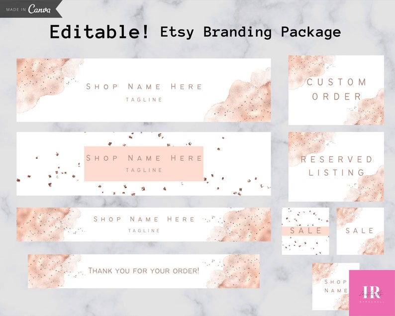 Etsy shop banner template, Editable Etsy banner, Small business branding package, Branding and logo, Etsy branding package, Diy shop design image 1