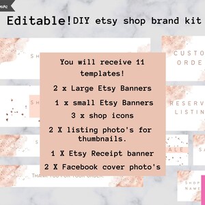 Etsy shop banner template, Editable Etsy banner, Small business branding package, Branding and logo, Etsy branding package, Diy shop design image 2