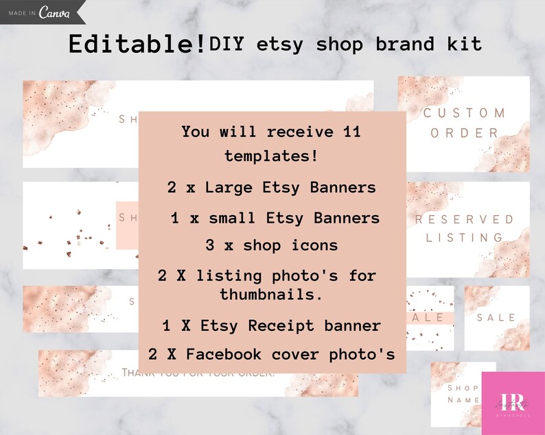 Etsy shop banner template, Editable Etsy banner, Small business branding package, Branding and logo, Etsy branding package, Diy shop design image 2