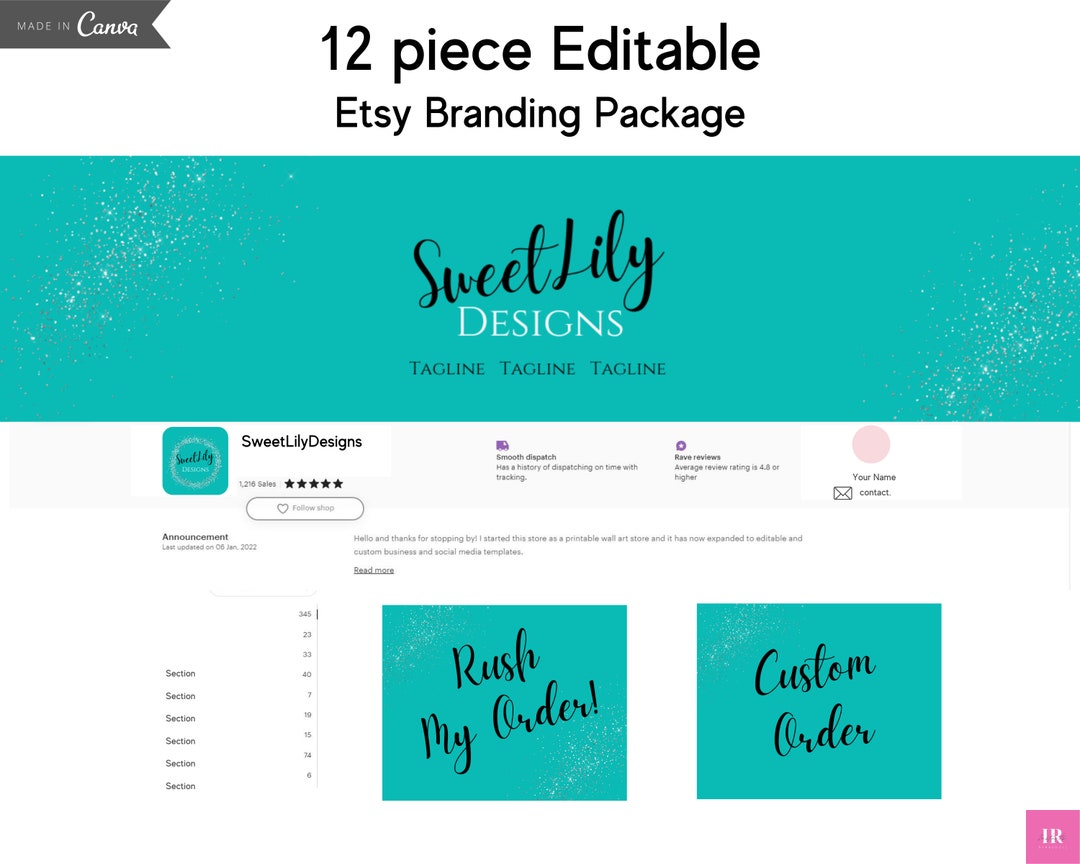 Etsy Shop Banner Template, Editable Etsy Banner, Small Business