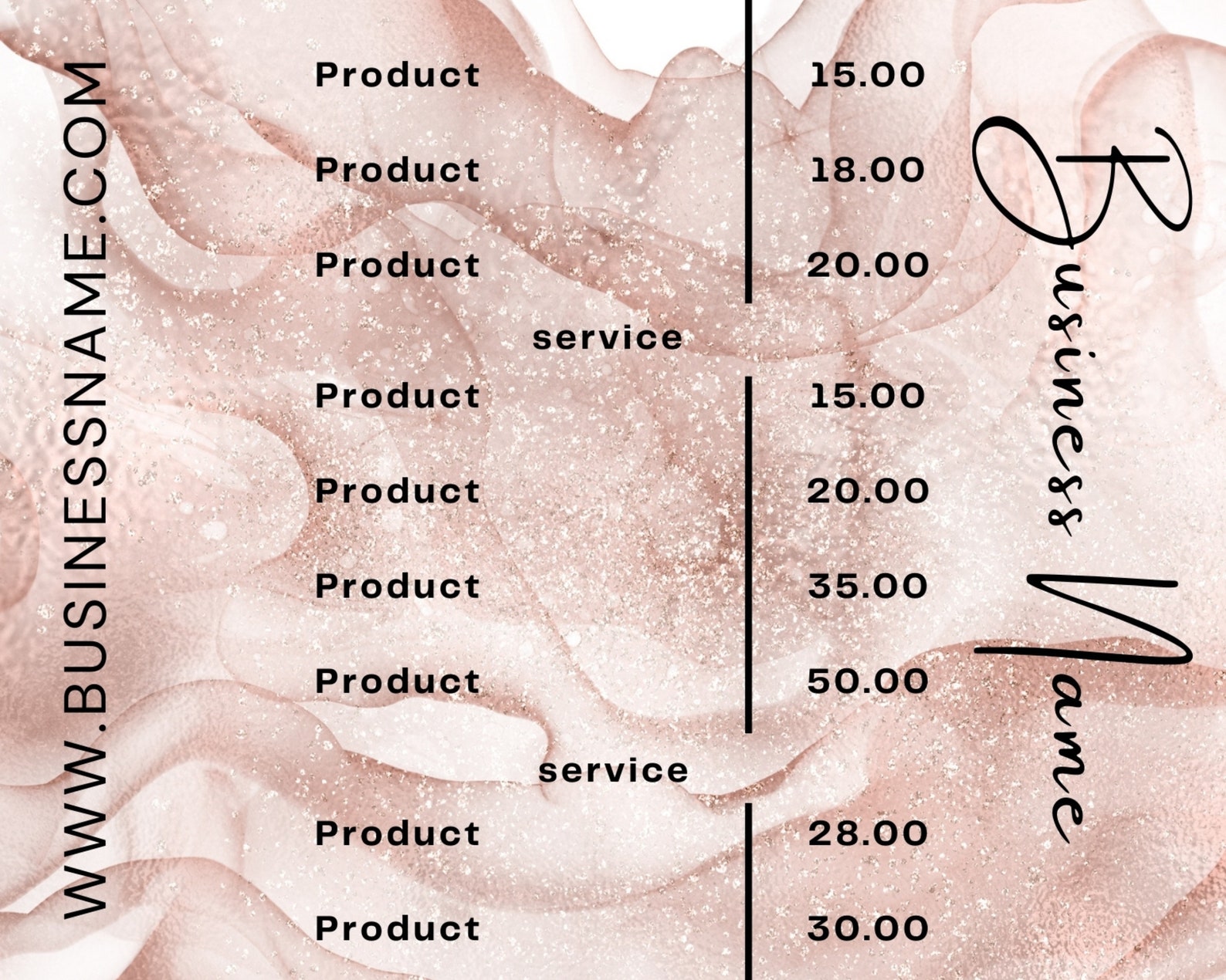 Printable Price List Canva Price Template Salon Price List Etsy