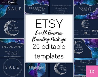 Etsy business branding bundle, Instagram highlight covers, social media marketing templates, small business branding kit, Facebook cover