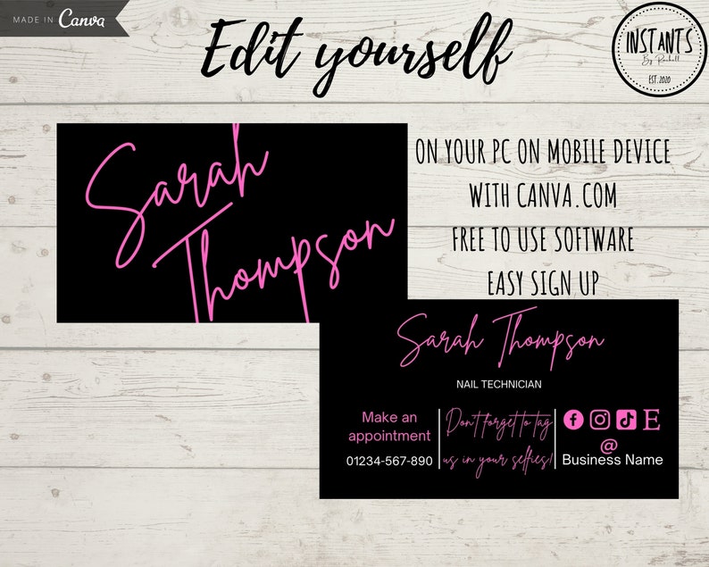 Modern Business Card Packaging Insert Cards Pink Business - Etsy