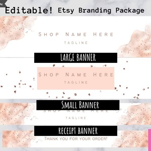 Etsy shop banner template, Editable Etsy banner, Small business branding package, Branding and logo, Etsy branding package, Diy shop design image 3