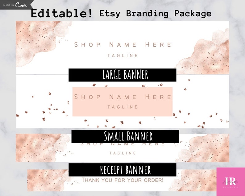 Etsy shop banner template, Editable Etsy banner, Small business branding package, Branding and logo, Etsy branding package, Diy shop design image 3