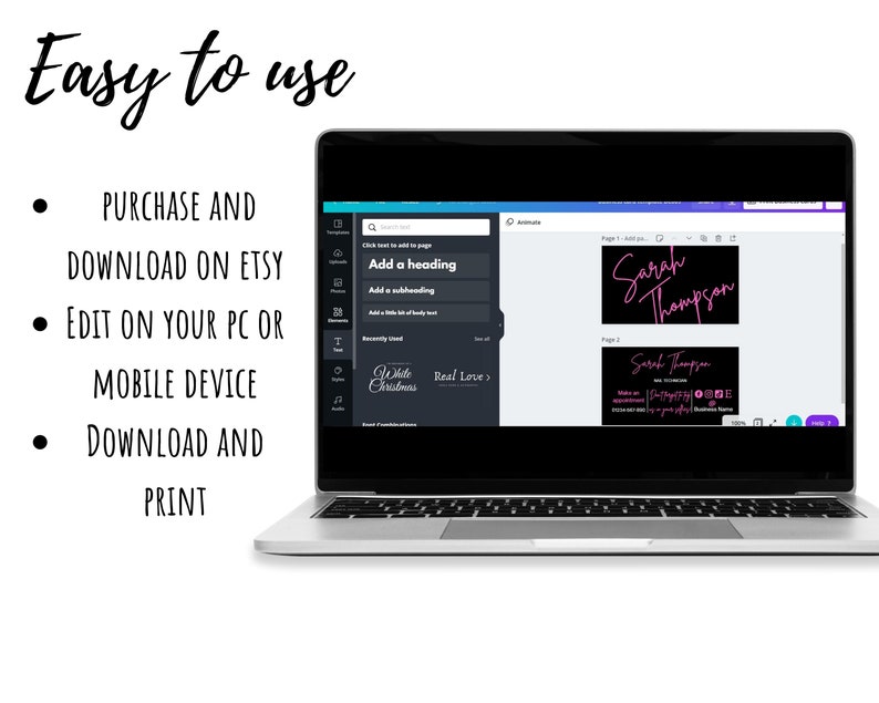 Modern Business Card Packaging Insert Cards Pink Business - Etsy