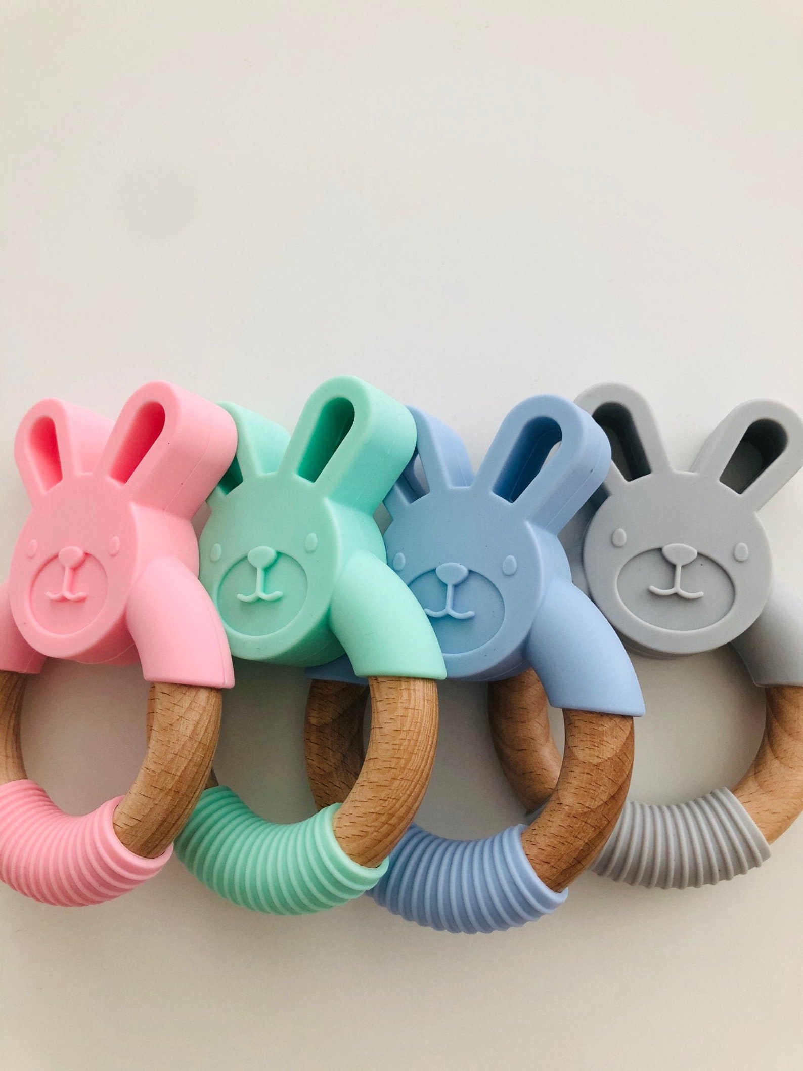 SILICONE BABY TOY Rabbit Baby Teether Anillo de dientes de Etsy España
