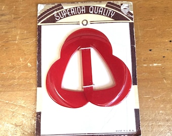 Vintage Cherry Red Bakelite Buckle Slide on Store Card