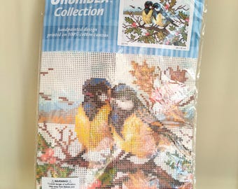 Orchidea Collection Winter Landscape with Tits Handpainted Needlepoint Canvas