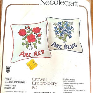 Vintage Bucilla Crewel Embroidery Kit Creative Needlecraft ROSES and VIOLETS 8691 New Old stock