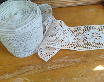 4 Inch Vintage Lace Raschel Ivory Lace Trim Vintage Sewing Lace Trim By the Yard