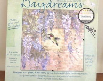 Vintage Dimensions Daydreams Cross Stitch Kit HUMMINGBIRD and WISTERIA 8 X 8