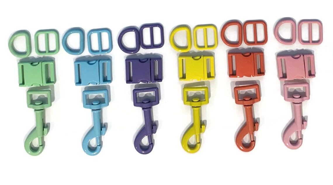 Rainbow DIY Dog Collar Parts Set. Metal Buckle D Ring Etsy