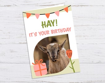 Goat Birthday Card, Goat Birthday Card Printable, Farm Birthday Card, Digital Goat Birthday Card